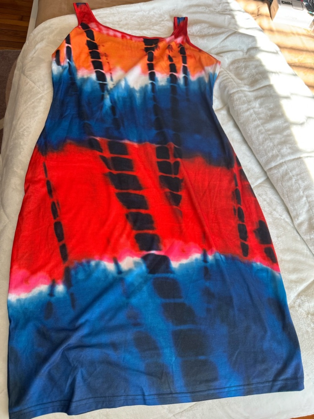 SHEIN Red and Blue Tie-Dye Maxi Dress